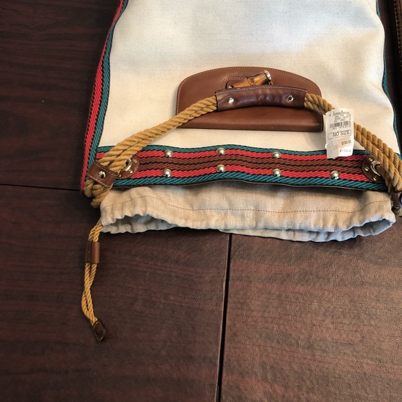Rare Gucci handbag linen with bamboo trim - Picture 7 of 8